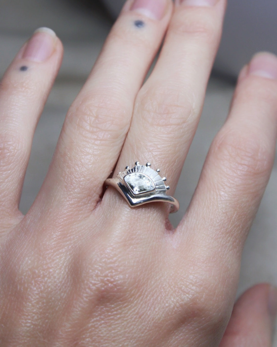 SESEN 925 Ezüst Gyűrű Fehér Topáz