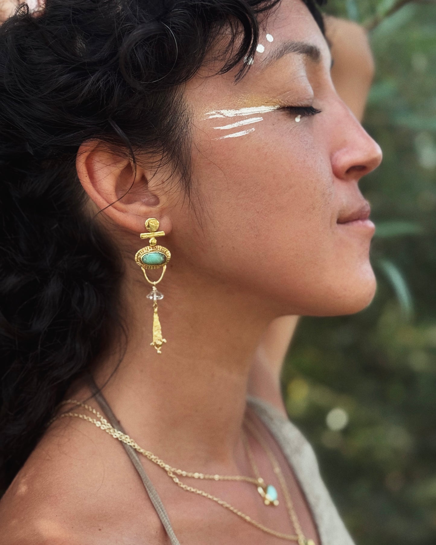 NAYA Fülbevaló Krizopráz & Herkimer gyémánt